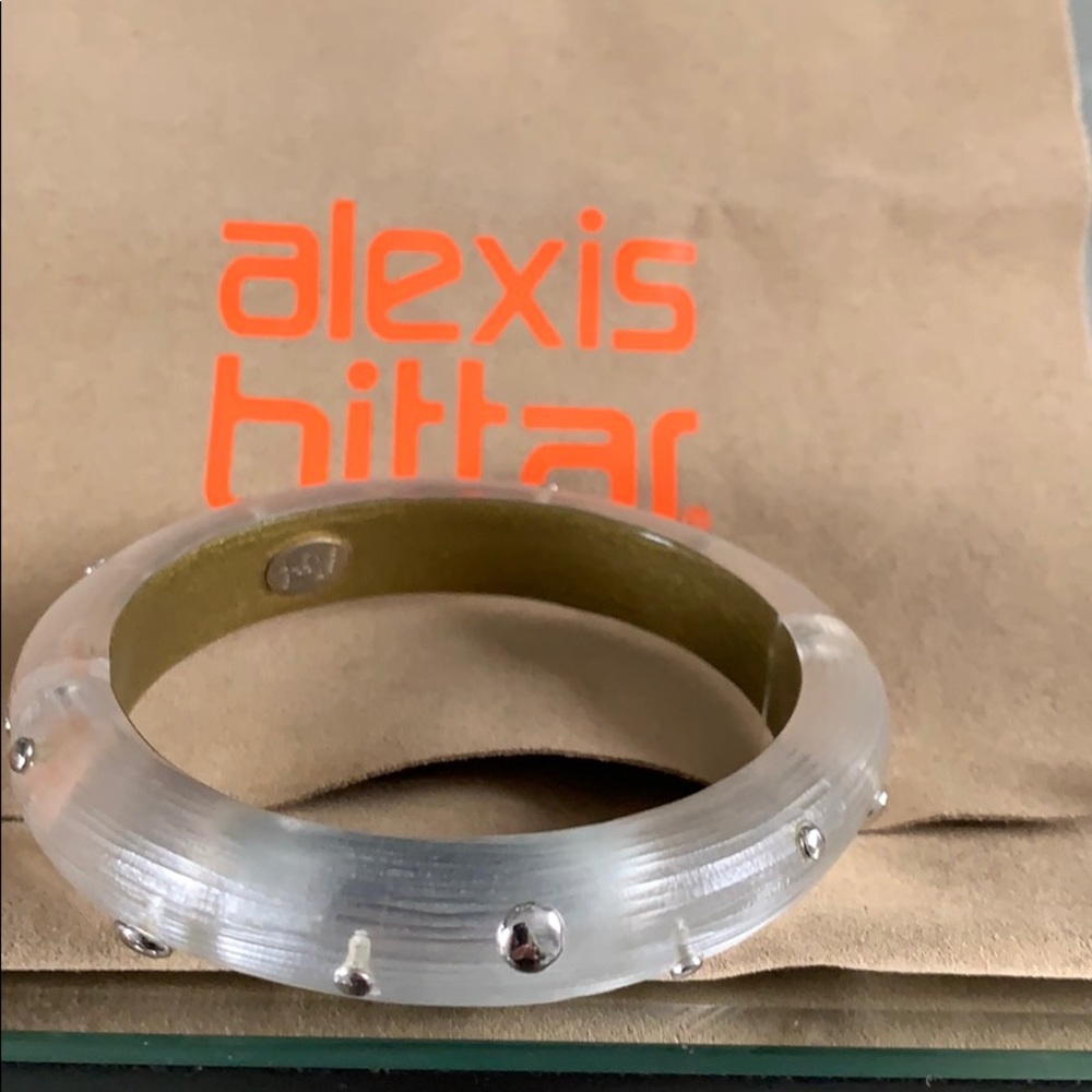 Alexis Bittar silver studded Lucite bracelet